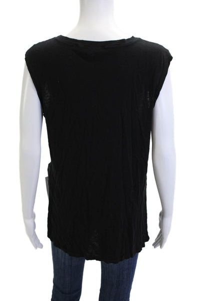 Michael Stars Womens Black Sleeveless Crew Neck Basic Tank Size One Size