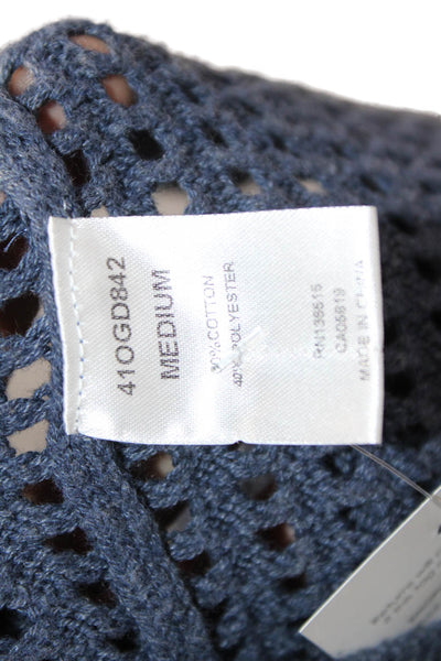 One Grey Day Womens Pullover Sweater Dark Blue Short Sleeve Boho Size M