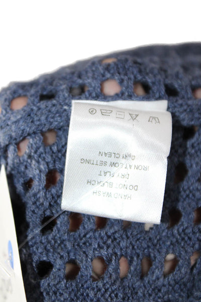 One Grey Day Womens Pullover Sweater Dark Blue Short Sleeve Boho Size M