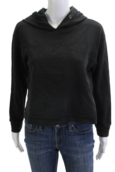 Emporio Armani Womens Pullover Hoodie V Neck Black Size S