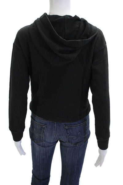 Emporio Armani Womens Pullover Hoodie V Neck Black Size S