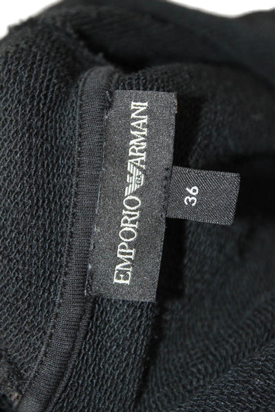 Emporio Armani Womens Pullover Hoodie V Neck Black Size S