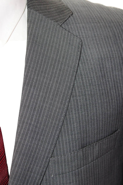 Boss Hugo Boss Mens Dark Gray Striped Collared Suit Jacket Button Size 38