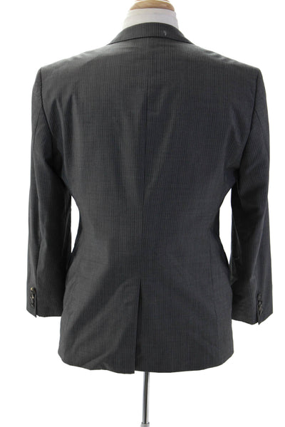 Boss Hugo Boss Mens Dark Gray Striped Collared Suit Jacket Button Size 38