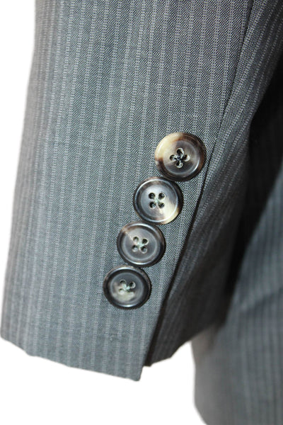 Boss Hugo Boss Mens Dark Gray Striped Collared Suit Jacket Button Size 38
