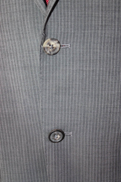 Boss Hugo Boss Mens Dark Gray Striped Collared Suit Jacket Button Size 38