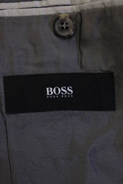 Boss Hugo Boss Mens Dark Gray Striped Collared Suit Jacket Button Size 38