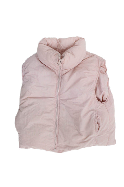 Zara Childrens Girls Full Zipper Puffer Vest Jacket Pink Size 6-7