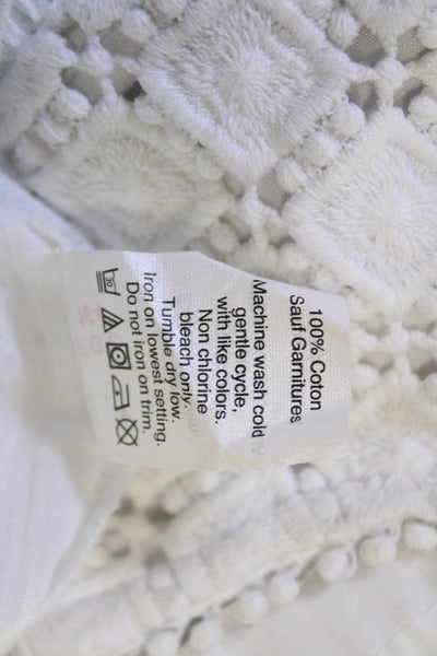J Crew Women Tunic White 100% Cotton Long Sleeve Round Neck Solid Size M