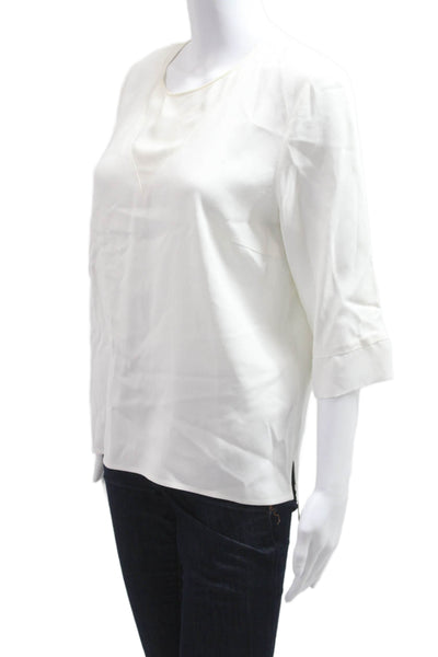Boss Hugo Boss Women Basic White Blouse 3/4 Sleeve Hook & Eye Size 10