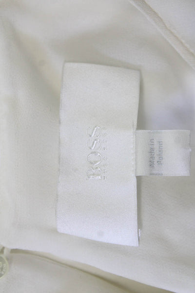 Boss Hugo Boss Women Basic White Blouse 3/4 Sleeve Hook & Eye Size 10