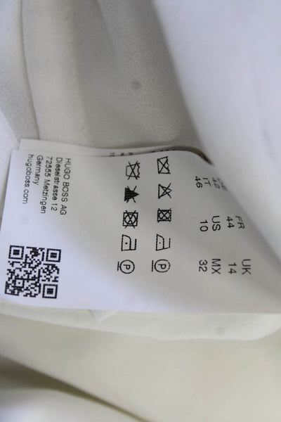 Boss Hugo Boss Women Basic White Blouse 3/4 Sleeve Hook & Eye Size 10