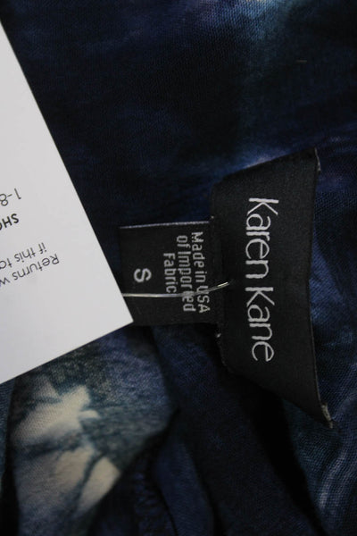 Karen Kane Womens Boho Tunic Blouse Dark Blue V-Neck Long Sleeve Rayon Size S