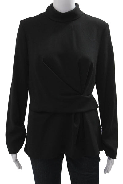 Zara Woman Womens Mock Neck Long Sleeve Black Rayon Blouse Size M