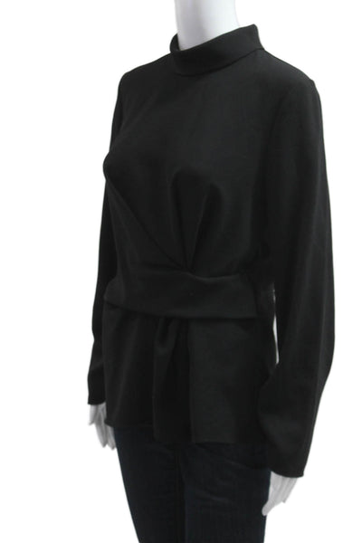 Zara Woman Womens Mock Neck Long Sleeve Black Rayon Blouse Size M