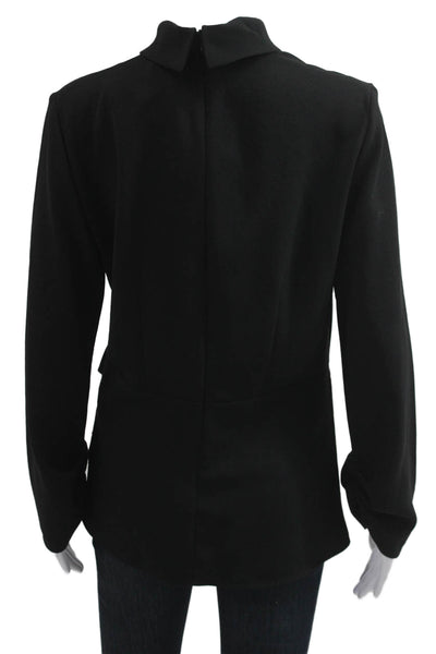 Zara Woman Womens Mock Neck Long Sleeve Black Rayon Blouse Size M