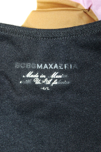 BCBGMAXAZRIA Womens Black Basic Short Sleeve T-Shirt Nylon Spandex Size S