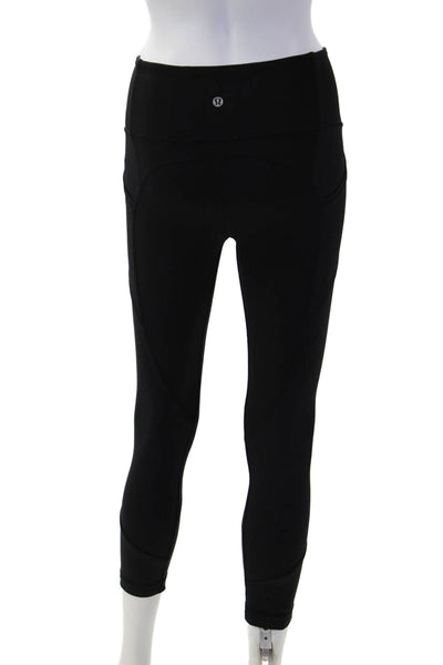 Lululemon Women Black Ankle Cropped Leggings Nylon Sports Fall Size 4