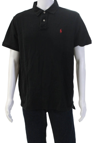 Polo Ralph Lauren Mens Button-Down Polo Black Cotton Short Sleeve Size XL