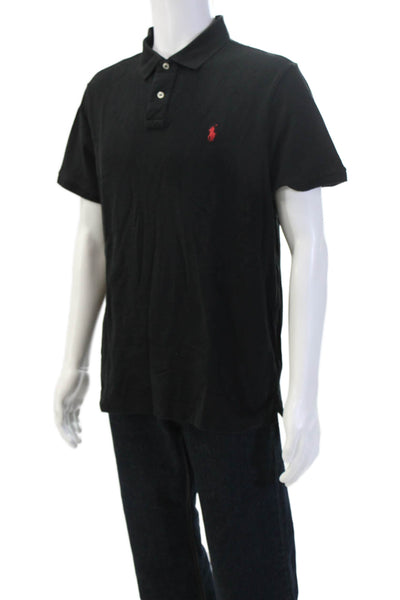 Polo Ralph Lauren Mens Button-Down Polo Black Cotton Short Sleeve Size XL