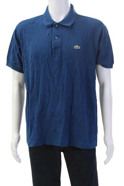 Lacoste Men Polo Collared Blue Cotton Short Sleeve Button Size XL
