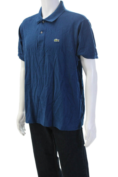 Lacoste Men Polo Collared Blue Cotton Short Sleeve Button Size XL