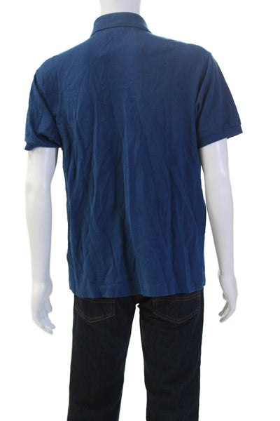 Lacoste Men Polo Collared Blue Cotton Short Sleeve Button Size XL