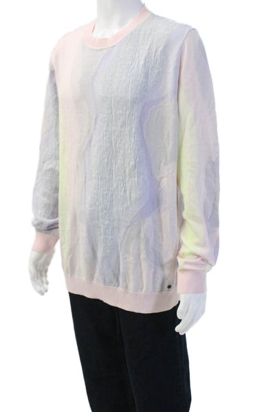 Fendi Mens Light Blue Crew Neck Pullover Sweater Cotton Blend Size L