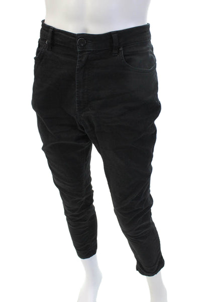 Monfrere Mens Cropped Ankle Black Jeans Button Size 36