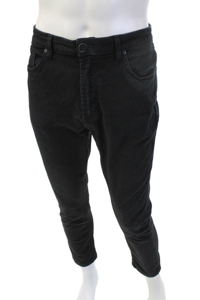 Monfrere Mens Cropped Ankle Pants Black Cotton Blend Button Size 36