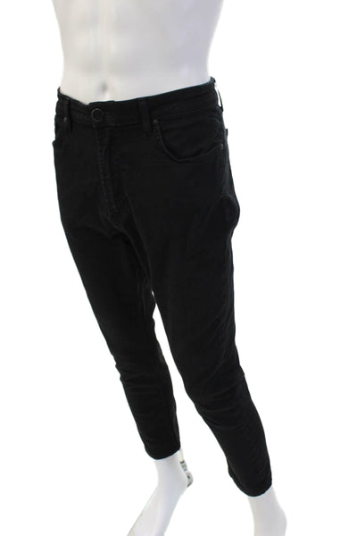 Monfrere Mens Cropped Ankle Pants Black Cotton Blend Button Size 36