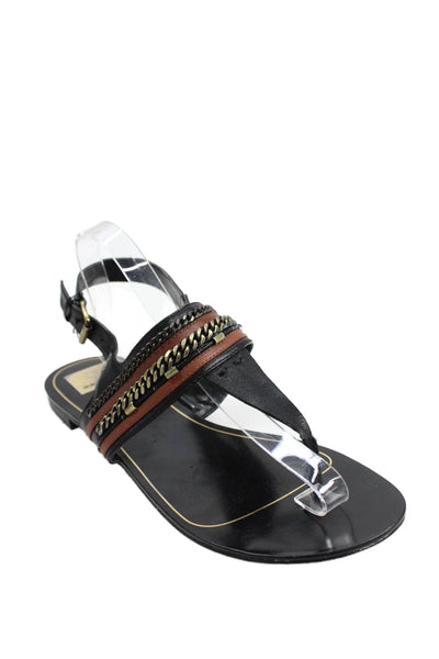 Dolce Vita Womens Leather Thong Slingbacks Sandals Black Brown Size 10