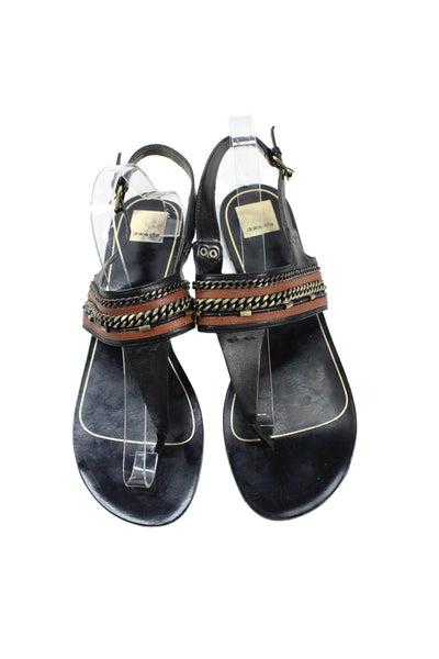 Dolce Vita Womens Leather Thong Slingbacks Sandals Black Brown Size 10