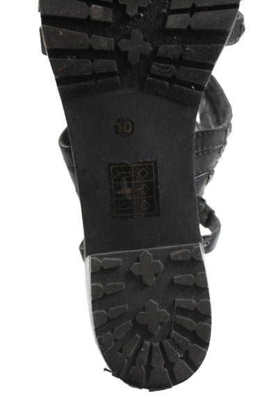 DV Dolce Vita Womens Leather Studded Slingbacks Sandals Black Size 10