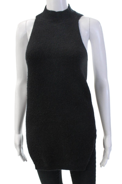Soyer Women Black 100% Cashmere Sleeveless Mock Neck Pullover Sweater Size XS