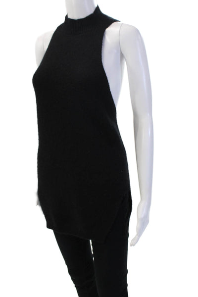 Soyer Women Black 100% Cashmere Sleeveless Mock Neck Pullover Sweater Size XS