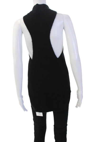 Soyer Women Black 100% Cashmere Sleeveless Mock Neck Pullover Sweater Size XS