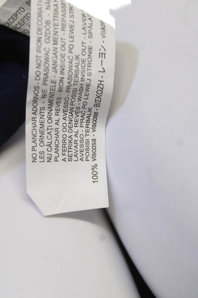 Zara Basic Womens Blouse Dark Blue Long Sleeve Round Neck Viscose Size M