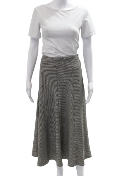 Zara Womens A-Line Flare Herringbone Long Skirt Black Size L