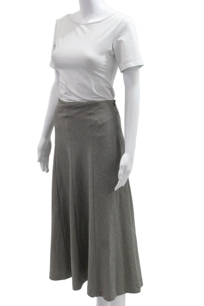 Zara Womens A-Line Flare Herringbone Long Skirt Black Size L