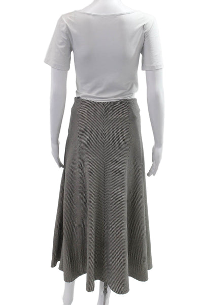 Zara Womens A-Line Flare Herringbone Long Skirt Black Size L