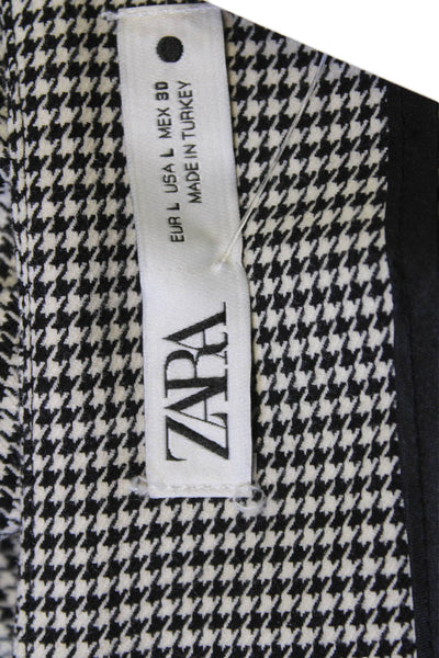 Zara Womens A-Line Flare Herringbone Long Skirt Black Size L