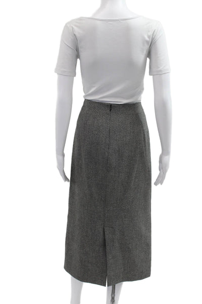 Zara Women Dark Gray Herringbone Straight Pencil Skirt Long Cotton Blend Size L