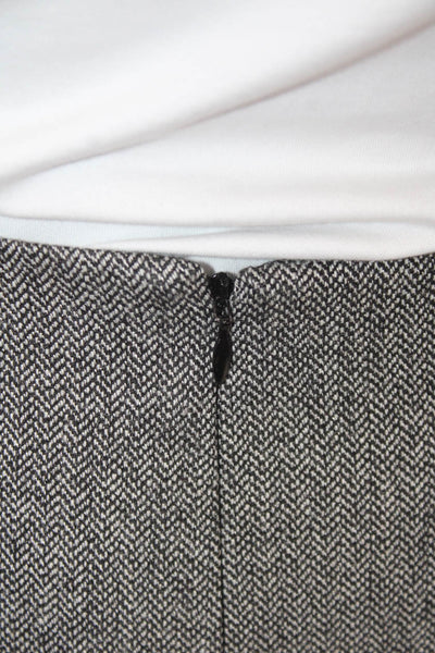 Zara Women Dark Gray Herringbone Straight Pencil Skirt Long Cotton Blend Size L