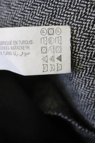 Zara Women Dark Gray Herringbone Straight Pencil Skirt Long Cotton Blend Size L