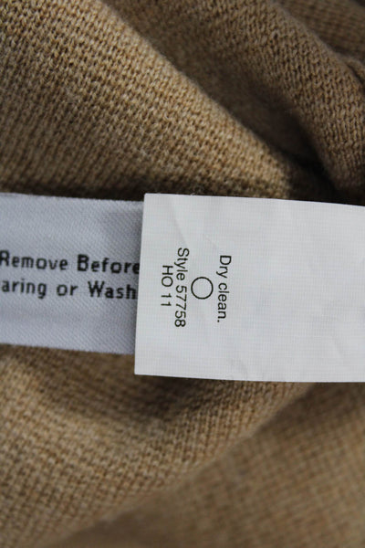 J Crew Women Cardigan Beige Merino Wool Button Round Neck 3/4 Sleeve Size L
