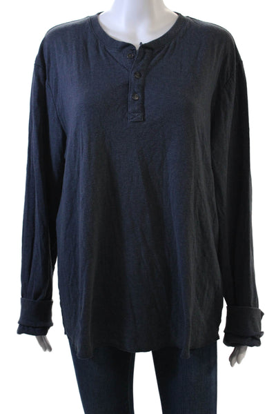 Marine Layer Mens Dark Blue Button Up Long Sleeve Top Size L