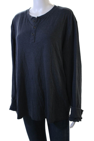 Marine Layer Mens Dark Blue Button Up Long Sleeve Top Size L