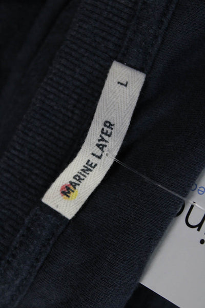 Marine Layer Mens Dark Blue Button Up Long Sleeve Top Size L