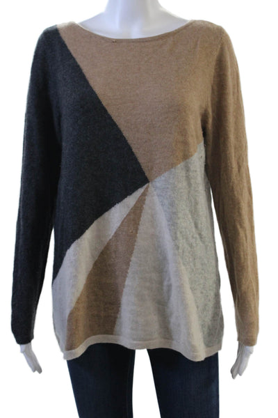 Cashmere Charter Club Womens Pullover Beige Geometric Round Neck Size L